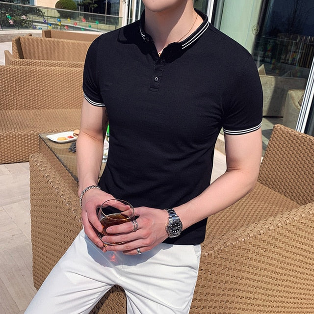 Casual Polo Homme Streetwear 4XL Hot Sale Fashion 2019 Summer Men Polo Shirt High Quality Slim Fit Polo Shirt Men Short Sleeve